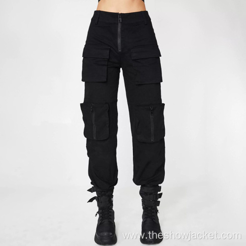 OEM Customized Wholesale Black Cargo Pants Women Custom